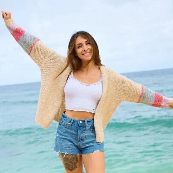 Saltwater Luxe Cardigan Sweater Size XX Hello Sunshine Oversize Chunky Beach New - Picture 3 of 16